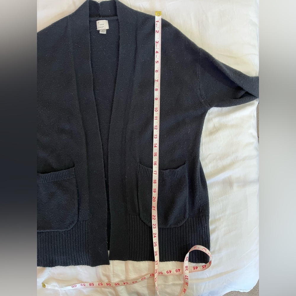 A New Day Black Cotton Oversized Open-Front Cardigan Sweater Women’s Small - Picture 9 of 9